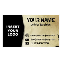Old torn paper business card