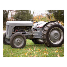 Old tractor in fall invitation