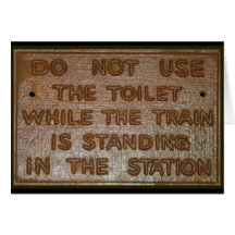 old train toilet sign greeting card