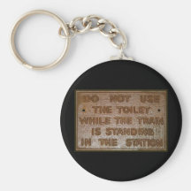 old train toilet sign key chain