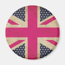 Old Union Jack in Pink Flag Magnet