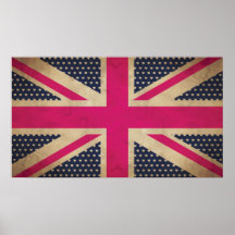 Old Union Jack in Pink Flag Poster/Print