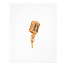 Old Vintage Microphone Scratched Faded Brown Custom Announcements