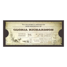old vintage ticket birthday invitations
