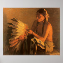Old War Bonnet by Joseph Henry Sharp Print