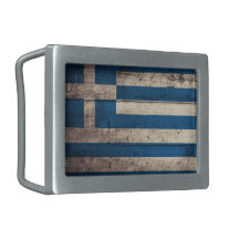 Old Wood Greece Flag Belt Buckles