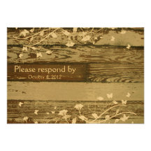 Old Wood RSVP with envelope Personalized Announcements