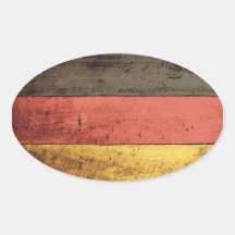 Old Wooden Germany Flag Oval Sticker