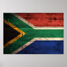 Old Wooden South Africa Flag Print