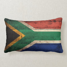 Old Wooden South Africa Flag Throw Pillows