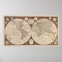 Old World Continent Map poster print