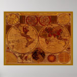 OLD WORLD MAP Art Poster