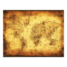 Old World Map Invitation Cards