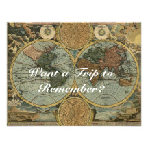 Old World Map Invitation Cards