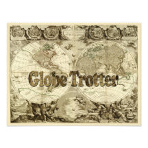 Old World Map Invitation Cards