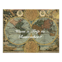 Old World Map Invitation Cards