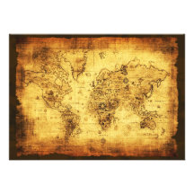 Old World Map Invitation Cards