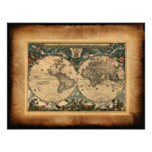 Old World Map Invitation Cards
