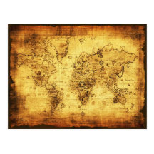 OLD WORLD MAP TRAVEL OFFICE INVITATION POSTCARD