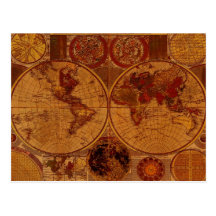 OLD WORLD MAP TRAVEL OFFICE INVITATION POSTCARDS