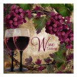 Old World Vintage Red Green Grapes Wine Tasting Custom Invite