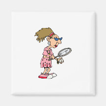 Older Tennis Lady Refrigerator Magnet