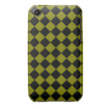 Olive Green and Black Diagonal Chequerboard Design