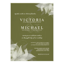 Olive Green and White Floral Wedding Invitations