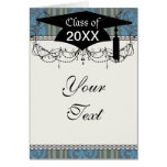 olive green classy blue stripes damask graduation card