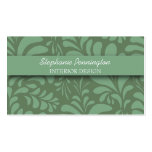Olive green damask elegant designer business card