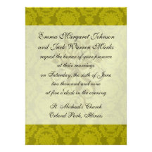 olive greens formal damask pattern custom invite