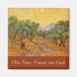 Olive Trees Yellow Sky Sun, van Gogh, Vintage Art Fridge Magnets