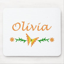 Olivia (Orange Butterfly) Mouse Mat