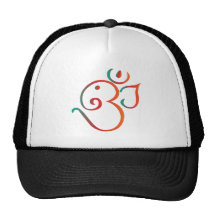 Om-ganpati-green-orange Hats