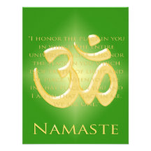 Om in Green & Gold - Namaste Personalized Announcement