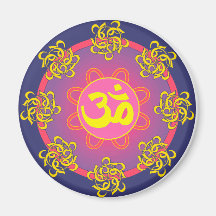 Om Mandala Blue Border Fridge Magnet