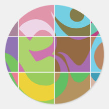 OM ROUND STICKERS