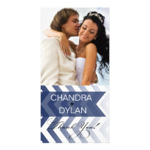 Ombre Chevron Style! Thank You navy Personalized Photo Card
