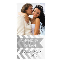 Ombre Chevron Style! Thank You silver Custom Photo Card