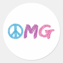 omg peace sign round sticker