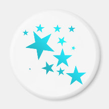 OMG STARS!!! TURQ/WHT FRIDGE MAGNET