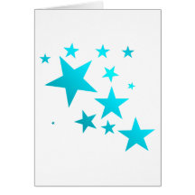 OMG STARS!!! TURQ/WHT GREETING CARD