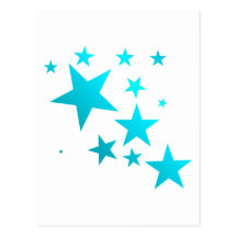 OMG STARS!!! TURQ/WHT POSTCARDS