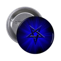 Ominous Blue Inverted Pentagram Buttons