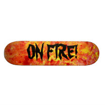 On Fire!  Abstract Watercolor Skateboard
