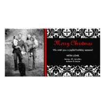 ON SALE! Red Christmas Damask Photo CARD