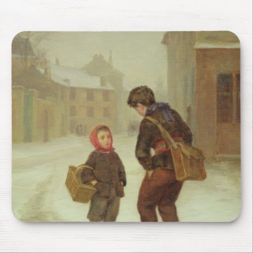 On the way to school in the snow, 1879 mouse pads