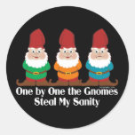 One By One The Gnomes Round Stickers