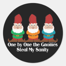 One By One The Gnomes Round Stickers