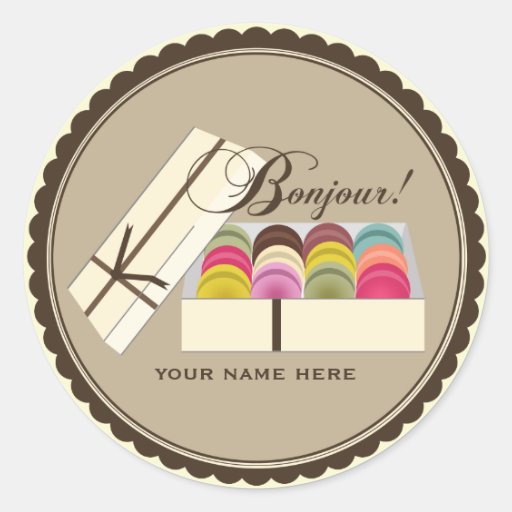 One Dozen French Macarons Bonjour Personalised Sticker